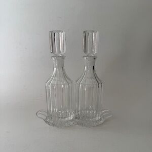 3 PIECE SET CRUETS AND TRAY